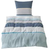Traumschlaf Hamburg Gestreift Blau 155 x 220 cm + 80 x 80 cm