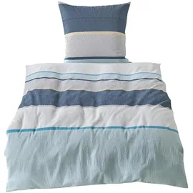 Traumschlaf Hamburg Gestreift Blau 155 x 220 cm + 80 x 80 cm