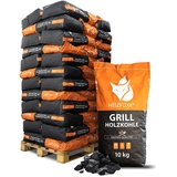 HEIZFUXX Holzkohle Grillkohle Grillholzkohle Kohle Hartholz BBQ Gastro Restaurant Grill Smoker Dutch Oven Steakhouse Profi Premium Qualität 10kg x 36 Sack 360kg / 1 Palette Paligo