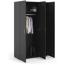 VCM ebuy24 Petra Kleiderschrank mit 3 Türen Mattschwarz