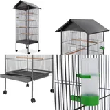 Vidaxl - Vogelkäfig mit Dach Stahl Schwarz 66x66x155 cm - Vogelkäfig - Vogelkäfige - Home & Living - Schwarz