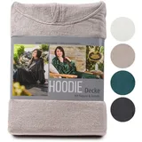 liebling Hoodie-Decke, mit Stickbündchen am Ärmel und seitlichen Schlupftaschen, 100% Polyester Mikrofaser, Einheitsgröße, 30 Grad Schonwäsche, trocknergeeignet, Farbe: Stein