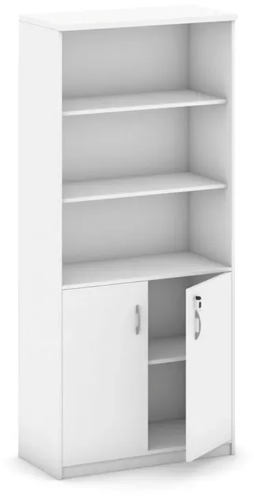 Regalschrank mit Türen MIRELLI, 800 x 400 x 1800 mm, weiß