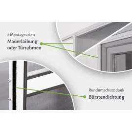 empasa Fliegengitter mit Aluminiumrahmen 120 x 240 cm Weiß