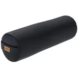 GORILLA SPORTS Yoga Bolster Yogakissen Ø20cm, aus 100% Baumwolle, mit Dinkelfüllung, Yogarolle, Waschbarer, mit Tragegriff, Yogakissen, für Restorative Yoga, Pilates schwarz