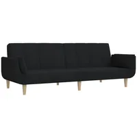 vidaXL Schlafsofa 2-Sitzer mit 2 Kissen Schwarz Stoff