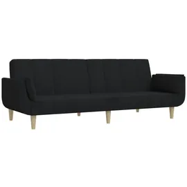 vidaXL Schlafsofa 2-Sitzer mit 2 Kissen Schwarz Stoff