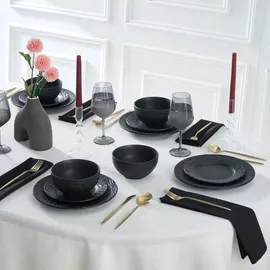 KARACA Solem Embossed Tafelservice 18-tlg. schwarz
