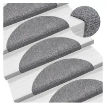 vidaXL 15 Stk. Selbstkl. Treppenmatten Nadelvlies 56x17x3cm Hellgrau