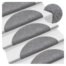 vidaXL 15 Stk. Selbstkl. Treppenmatten Nadelvlies 56x17x3cm Hellgrau
