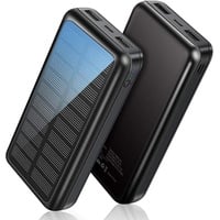 Diyarts Solar Powerbank Externe Handyakkus Handy Batterie 30000 mAh, tragbares Solar-Ladegerät, 2 USB-Ports, Hocheffizientes-Panel