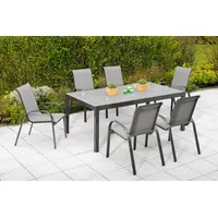 Merxx Amalfi Garten-Essgruppe 7-tlg. Ausziehtisch 110 x 200-300 cm grau