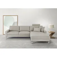 Candy 3C Candy Ecksofa »Lecce, wahlweise PUR-Schaumstoff oder Tonnentaschenfederkern«, Bett im 2,5-Sitzer, teilmotorische Schlaffunktion im Longchair, L-Form grau