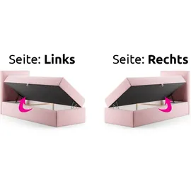 Sofnet Boxspringbett Egro Mini mit Bettkasten und Kissen - Einzelbett mit Bonell-Matratze und Topper, Polsterbett (Pink (Kronos 29), 90 x 200 cm)