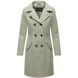 Marikoo Damen Mantel in Wollmantel-Optik langer Trenchcoat mit Reversekragen Nanakoo Smokey Mint Gr. XL - XL