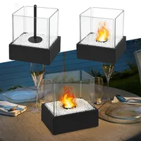 CEEDIR Tischkamin Bioethanol Indoor Bioethanol Bio Ethanol Ethanol Kamin Outdoor mit Deko Klein Steinen Glas Edelstahl Basis Tischfeuer für Balkon Garten Deko Rechteckiger, Modell C