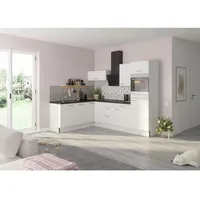 OPTIFIT Winkelküche L-Form 270 cm weiß hochglänzend