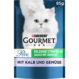 Gourmet PURINA GOURMET Perle Erlesene Streifen mit Gemüse Katzenfutter nass, mit Kalb und Gemüse, 24er Pack (24 x 85g)