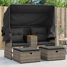 vidaXL Gartensofa 2-Sitzer Loungesofa grau