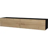 [en.casa] Toivakka Fernsehschrank Lowboard 135x25x31cm Schwarz/Eiche Holz