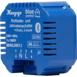 Kopp 864004011 Blue-control Schaltaktor für Rollladen-, Jalousien- Markisensteuerung, 2-Kanal, 4-Draht, mit Bluetooth Mesh-Technologie