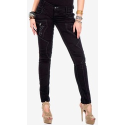 Cipo & Baxx Slim-fit-Jeans mit ausgefallenen Ziernähten schwarz 26