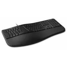 Microsoft Ergonomic, Volle Größe (100%), Kabelgebunden, USB, AZERTY, Schwarz - Schwarz