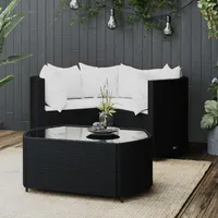 NITCA 4-TLG Balkonmöbel Set Kleiner, Balkon Lounge Klein, Rattan Gartenmöbel Set, Balkon Sofa Rattan 2 Sitzer, Klein Terrassenmöbel, Balkonmöbel, Gartensofa mit Kissen Schwarz und Weiß