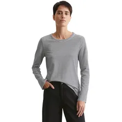 Langarmshirt MARC O'POLO "aus Organic-Cotton-Stretch-Jersey", Damen, Gr. XS, multi, deep night blau, Obermaterial: 95% Baumwolle, 5% Elasthan, gestreift, Basic, regular fit, Rundhals, Langarm normaler Saum, Shirts