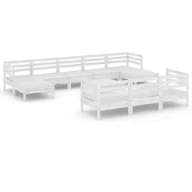 vidaXL 11-tlg. Garten-Lounge-Set Weiß Massivholz Kiefer