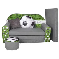 FORTISLINE - Kindersofa ausklappbar 100x60x50 cm - Kindersofa für Kinder 2in1 - Kindercouch ausklappbar - 2-Sitzer - Schlafcouch aus Schaumstoff + Hocker + Kissen - Viele Motive