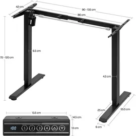 Woltu Schreibtisch Gestell, elektrisches Tischgestell, verstellbare Höhe und Breite, Schwarz