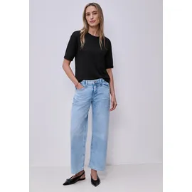 STREET ONE T-Shirt mit Rundhals, im Strick-Look - schwarz,