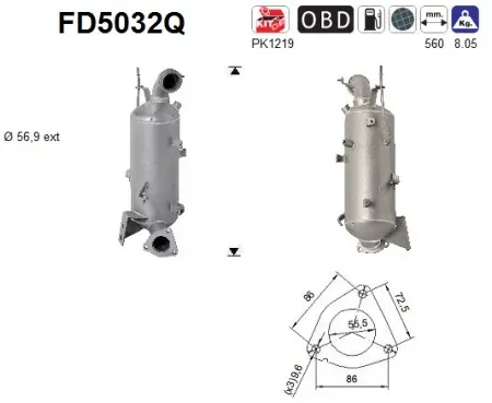 AS Ruß-/Partikelfilter, Abgasanlage Abganlage fd5032q für Opel SAAB CHEVROLET
