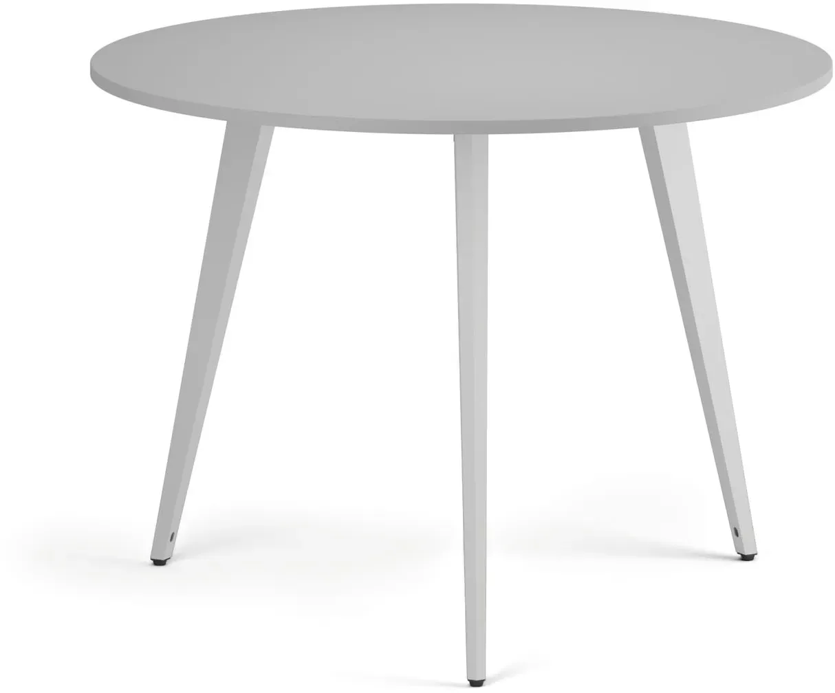 Couchtisch PRIMO VIBE, Durchmesser 100 cm, weißes Metallgestell, grau