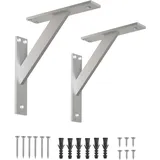 Alusfera Regalhalterung - Dekorative Regalwinkel - Regalhalter 180 mm - Wandregal Halterung - Langlebige Wandhalterung 2 Stück - Regalträger Aluminium- Wandhalterung Regal