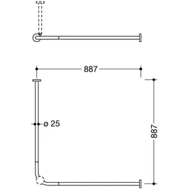 Hewi System 900 Vorhangstange 900.34.10160DC 887 x 887 mm, 18 Vorhangringe, Edelstahl pulverbeschichtet schwarz tiefmatt