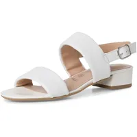 TAMARIS Damen Sandalen mit Absatz Leder Blockabsatz Sommer; WHITE/weiß; 37 EU