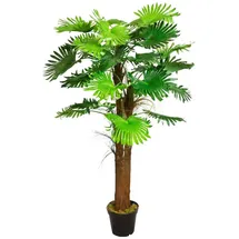 Decovego künstliche Fächerpalme, Kunstpalme, 180 cm aus Kunststoff in Grün, Kunstpflanze für Wohn- & Büroräume, Allergikerfreundlich & Pflegeleicht