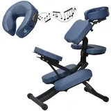 Master Massage Rio Profi Klappbar Mobil Massagestuhl Behandlungsstuhl aus Aluminium verstellbar leicht mit Musikkissen Bluetooth Transportkoffer Königsblau