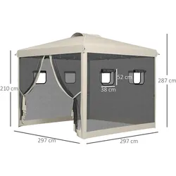 Outsunny - Faltpavillon - 297Lx297Wx287Hcm - Beige