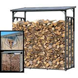Quick Star Kaminholzregal Metall 185 x 70 x 185 cm mit Wetterschutzfolie Anthrazit