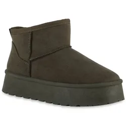 Damen Winter Boots in Olivgrün