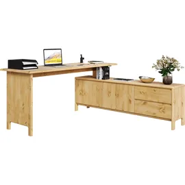 OTTO home Eckschreibtisch Luven Kiefer naturbelassen / Beige