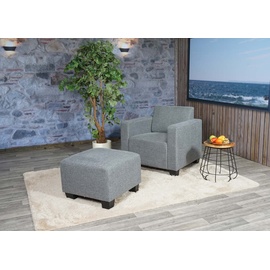 Mendler Modular Sessel Loungesessel mit Ottomane Lyon, Stoff/Textil ~ grau