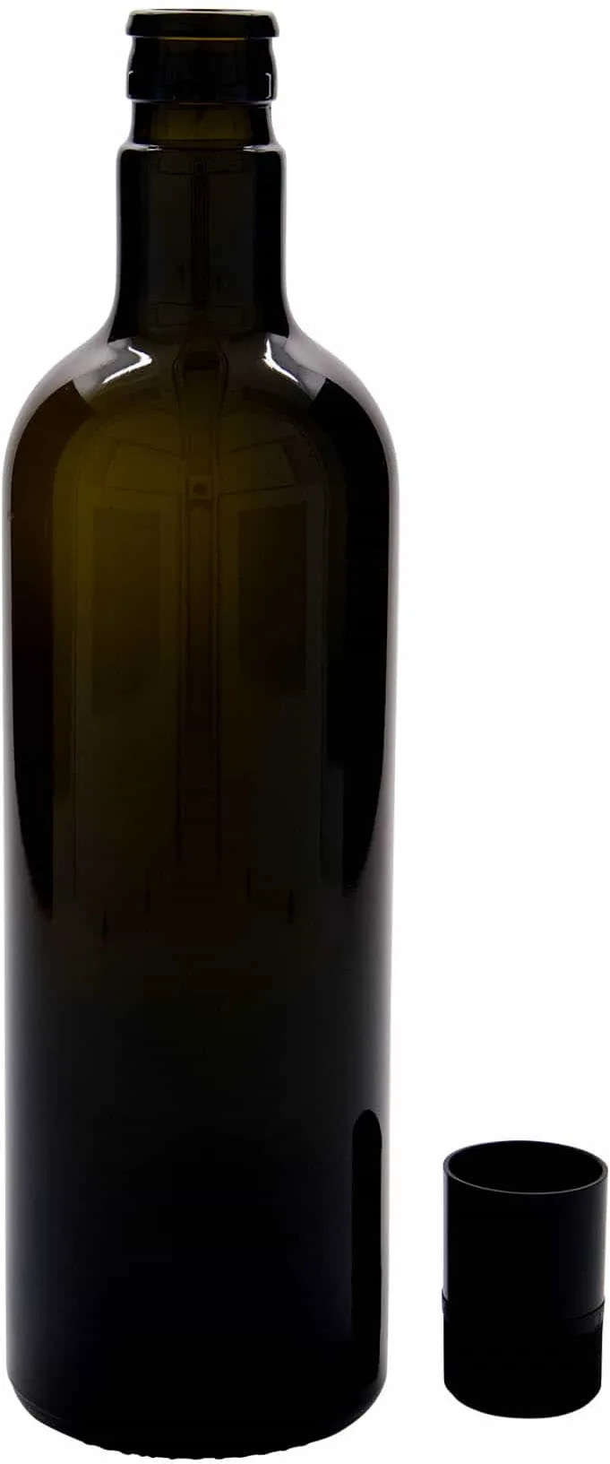 Bouteille de vinaigre / d’huile 750 ml 'Willy New', verre, vert antique, col : D...