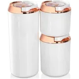 COFI Vip Ahmet 3-teiliges Rundes Vakuum Aufbewahrungsbox 1250ML + 700ML + 400ML Vorratsdosen Behälter Set Weiß-Kupfer