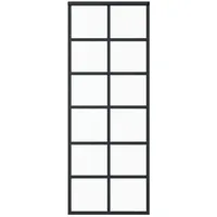 vidaXL Schiebetür ESG-Glas und Aluminium 76x205 cm Schwarz