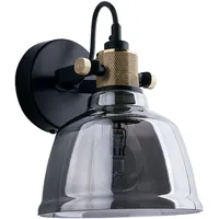Licht-Erlebnisse Stylische Wandlampe ZERO in Rauch Schwarz Glas Industrie
