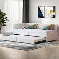 FEEOHOME Schlafsofa für 2-Sitzer, 90/180 x 200 cm, klappbares Schlafsofa, ausziehbar, mit Lattenrost, ausziehbar, mit Lattenrost, Ausziehbett, funktional, für Wohnzimmer, Schlafzimmer